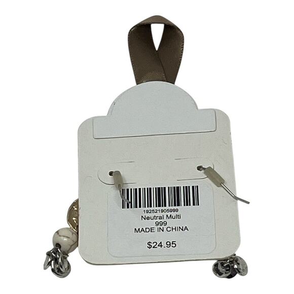 Coldwater Creek Neutral Multi Bead & Charm Dangle Earrings NWT - Picture 4 of 4